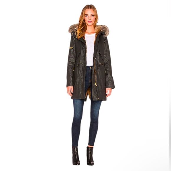 SAM. Parka Carbon Rabbit Fur Lined Zipper Jacket - Picture 1 of 16